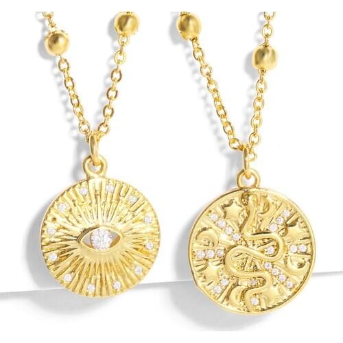 Stars Moon Snake Necklace For Women Rhinestone Evil Eye Charm Necklaces Aesthetic Chains Choker Gold Color Jewelry Gifts Collier