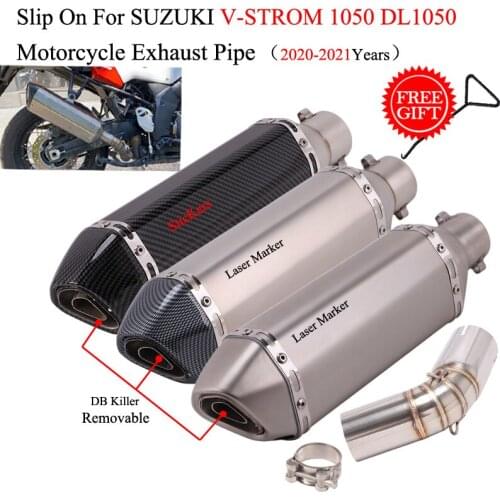 Slip On For SUZUKI V-STROM 1050 DL1050 2020 2021 Motorcycle Exhaust Escape Modified Middle Link Pipe Connection 51mm Muffler