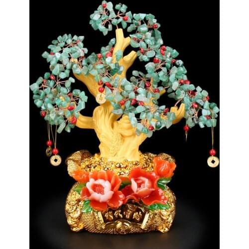 Chinese Style Golden Lucky Money Tree Resin Home Decor Office Living Room Decorations Accessories Entrance TV Cabinet Statue