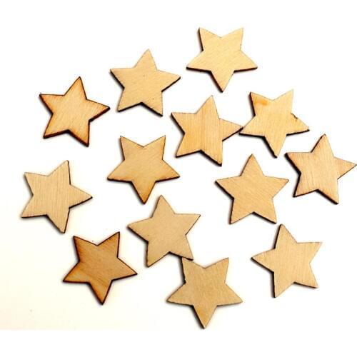 100pcs Wood Star Craft Embellishments MDF Wooden Cutout Flatbacks Scrapbooking For Cardmaking DIY Art Wedding Decoration