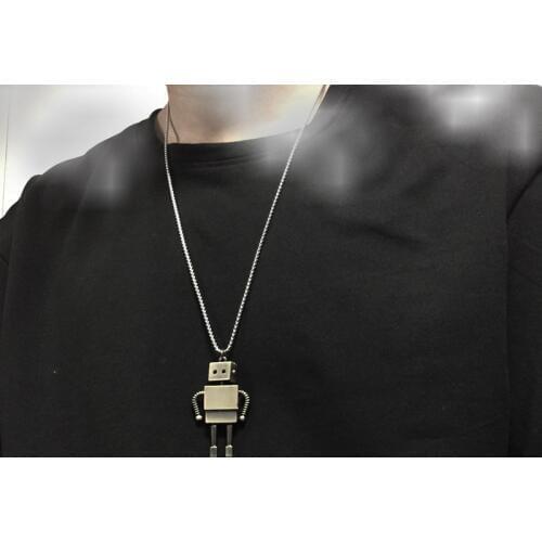 New Creative Harajuku Cool Robot Pendant Necklace Stainless Steel Long Chain Punk Choker for Women Hip Hop Party Jewelry Gifts