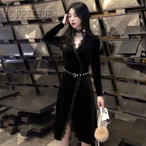 2019 Spring Autumn New Korean Lace Women Dress Patchwork Long Sleeve Female Dresses