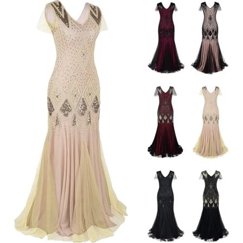 Women Gothic Vintage Sequin Full Fringed Deco Inspired Flapper Dress Roaring 90s Dark Academia Party Mesh Dress Vestidos S-XL