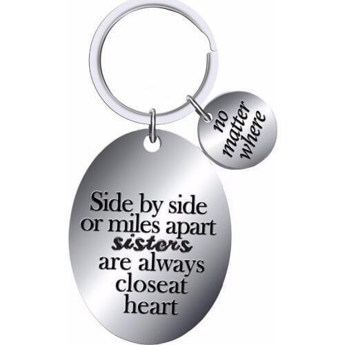 12PC/Lot Friendship Forever Keyring Stainless Steel No Matter Where Keychains Sisters Women Friends Car Bags Cell Phone Keyfob
