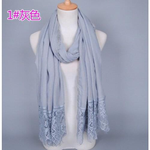 120pcs/lot Plain Women Arab TR cotton lace trim scarf shawl pashmina/Muslim Hijab Long Scarf wrap