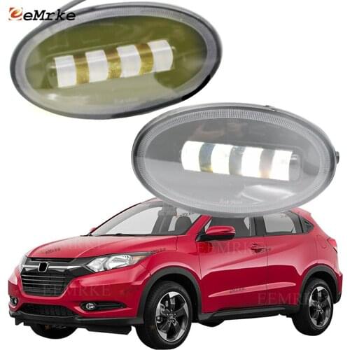 2x Cut-Line Lens Front Full LED Fog Lights White / Yellow Color Foglamp for Honda HR-V 2014 2015 2016 2017 2018
