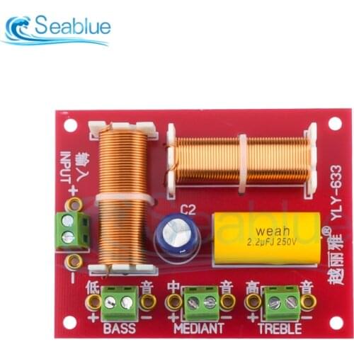 2Pcs 200W 3 Way Audio Speaker Crossover Treble + Midrange + Bass Independent Crossover Speakers Filter Frequency Divider