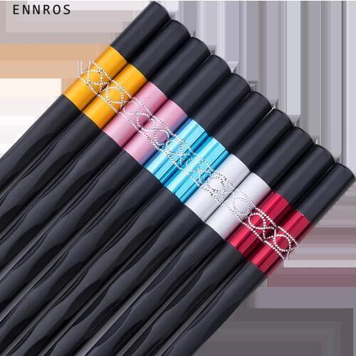 5 pairs of Color Japanese chopsticks alloy antiskid sushi food chopsticks China gift hotel can reuse Moldless sterile chopsticks