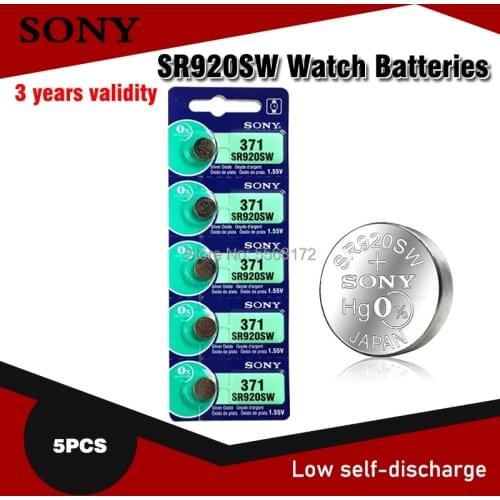 5pcs Sony 45mAh 1.55V AG6 371 SR920SW LR920 171 370 L921 LR69 SR920 Button Batteries For Watch Toy Remote Cell Coin Battery