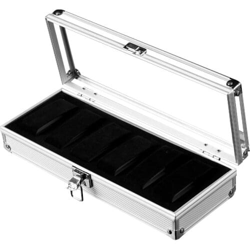 6/12 Grid Watch Safe box Jewelry Watches Aluminium Alloy Display Storage Case Transparent Watch stand Box for a gift