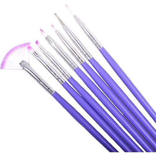 7Pcs/Set Purple Nail Art Tools Brushes Set Drawing Paint Brush Set Nail Brush Nail Art Tools Drill Point Pen Gel
