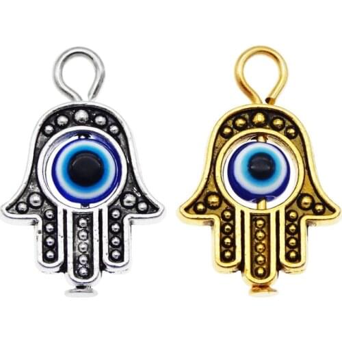 8pcs/lot Hamsa Hand Charms Hamsa Evil Eye Pendant Bead Dangle earrings Necklace Pendant Jewelry making Keychain DIY Brooch Craft