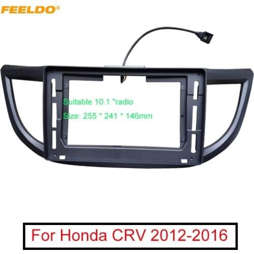 FEELDO Car Audio 10.1" Big Screen Fascia Frame Adapter With Lamp Panel For Honda CRV 2Din Dash Fitting Panel Frame Kit