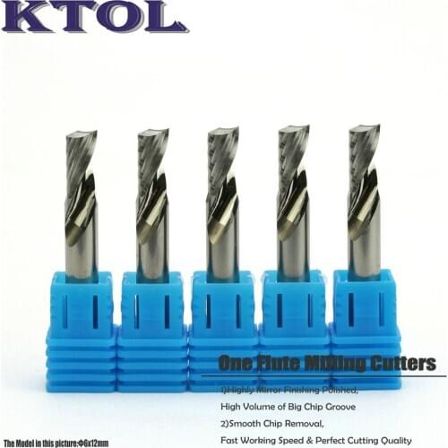 Free Shipping 10pc/set 6*12mm One Flute Spiral Mill Bits,Clean end millinging tools,cnc cutting router tool for wood mdf acryl