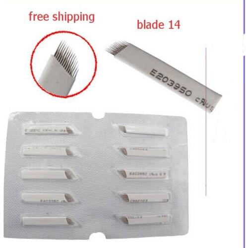 Free shipping 500Pcs 14-Prong flat Permanent Makeup Manual Needle Blades