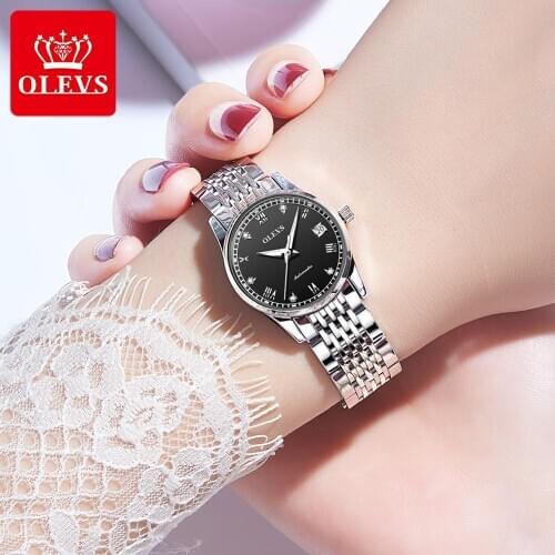 OLEVS Women Luxury Brand Automatic Mechanical Watch Waterproof Classic Steel Strap Mechanical Watch Gift For Women