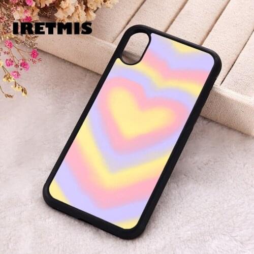 Iretmis 5 5S SE 2020 Phone Cover Case for iPhone 6 6S 7 8 Plus X Xs XR 11 12 Mini Pro Max Rubber Silicone Pastel Hearts