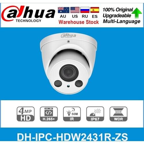 Dahua Original 4MP IPC-HDW2431R-ZS IR Eyeball Network Camera IR 50M Poe Network Camera 2.7~13.5mm varifocal lens IP Camera