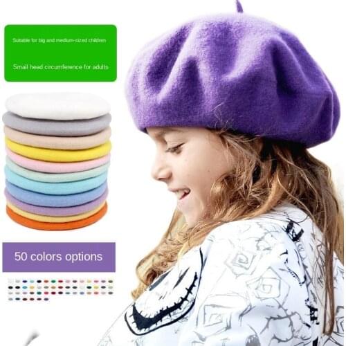 Children Wool Berets Baby Kids Spring Autumn Winter Hats Boys Girls New Fashion Cap Childrens Painter Cap French Cap 50-54CM