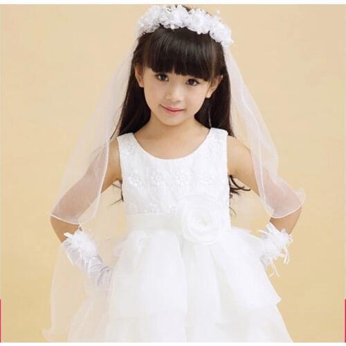 2018 Wedding Veil Long Veils For Children Two-layer Pencil Edge White Pink Hair Accessories For Flower Girls Lace Schleier BV005