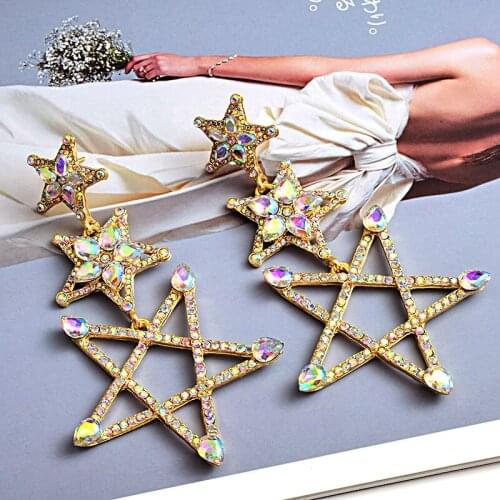 Brand New Dangle Earrings for Women Bohemian Rhinestone Star Drop Statement Earring Wedding Jewelry brincos