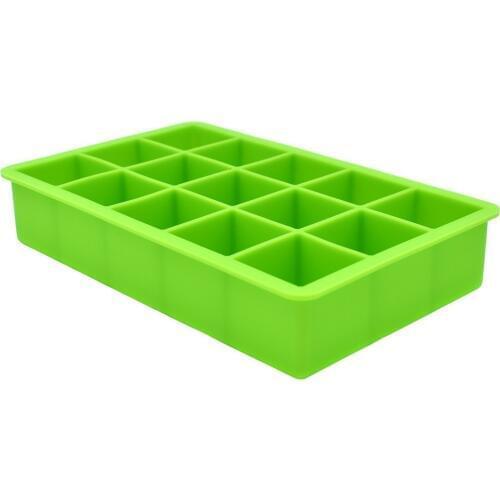 15 Grids Food Grade Silicone Ice Lattice Mold Square Shape Fridge Green Tray Fruit Ice Block Maker Ice Kitchen storage tools