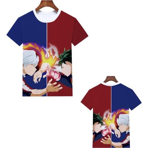Anime My Hero Academia Teenager T-Shirt Midoriya Izuku Short All Might 3D Print Sleeve tshirt Boys Modal Mens Tees Streetwear