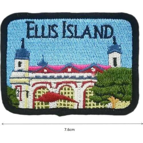 Personalised Logo Custom Made Iron on Patch Ellis Island Badges Embroidered DIY Patch for giveaway promotional gifts