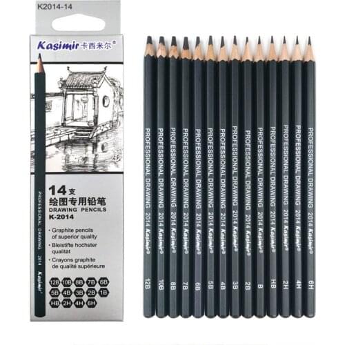 14 Pcs Drawing pencil professional sketching pencil set student stationery 6H 4H 2H B HB 2B 3B 4B 5B 6B 7B 8B 10B 12B