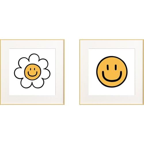 Nordic literary expression painting square decoration of living room wall painter hangs painting in healing Restaurant