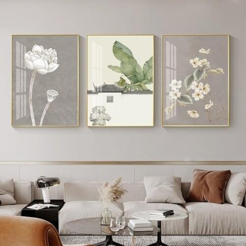 Chinese Traditional Ink Canvas Painting Lotus Flower Bird Buddhism Wall Art Yellow Lotus Seed Poster and Print Home Decoration