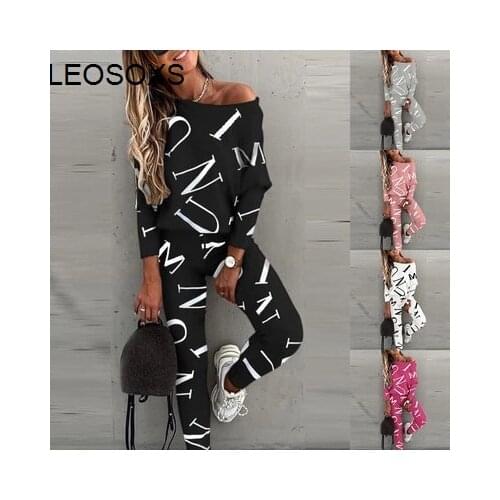 Two Piece Set Women 2021 New Letter Printing Long Sleeve Pants Casual Suit Fashion Tracksuit Womens Clothing Tracksuit