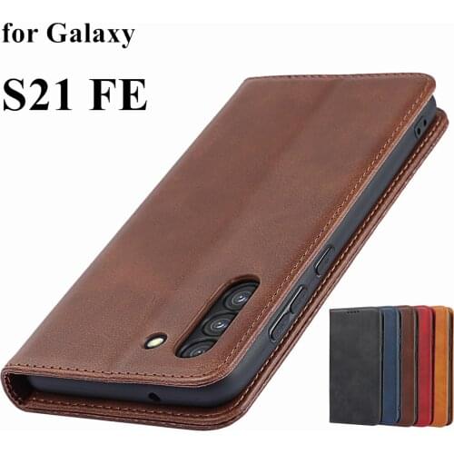 Leather case For Samsung Galaxy S21 FE Flip case card holder Holster Magnetic attraction Cover Case Wallet Case
