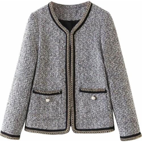 ZXQJ vintage women elegant patchwork jackets Fad autumn Vogue ladies knitted coats casual female chic coats girls outfits