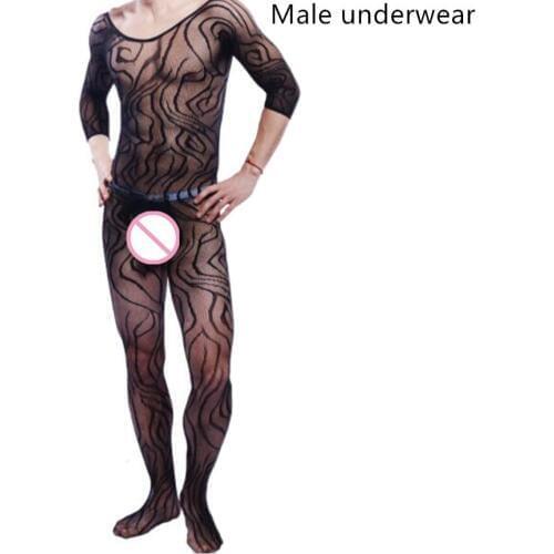 Cool Male Underwear Sexy Costumes Gentleman Nightwear Male Long Sleeve Bodysuit One-piece Sleepwear Men Jumpsuit Sexy Lingerie