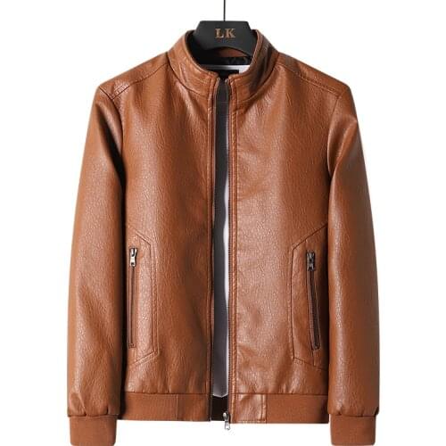 New Fashion Autumn Winter Warm Male Leather Jacket Plus Size 8XL Mens Stand Collar Coat Leather Motorcycle Jackets Zipper Coat