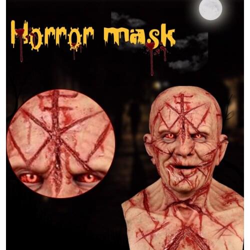 Bald Blood Scar Mask Horror Bloody Headgear 3d Realistic Human Face Headgear Suitable For Masquerade Easter Carnival Christmas