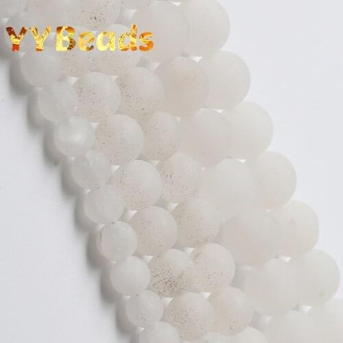 Matte Natural White Jades Gem Beads White Chalcedony 6 8 10mm Round Spacer Beads For Jewelry Making DIY Charm Bracelet 15"Strand
