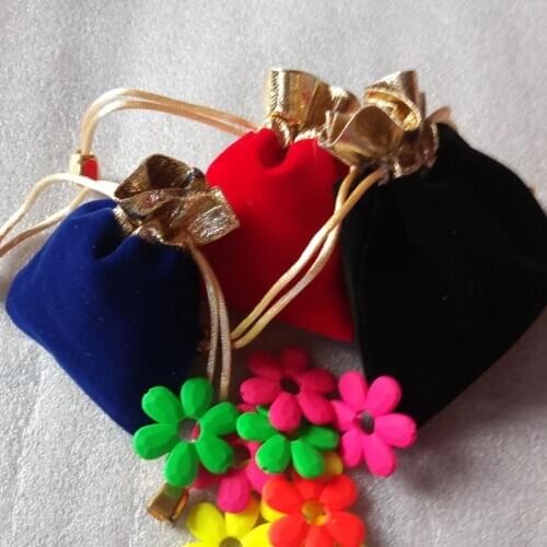 1000pcs 7x9cm Gold Bead Jewelry Bags Pouch Velvet Bags Jewellery Pouches Gift Bag For Christmas/wedding Drawstring Packaging Bag