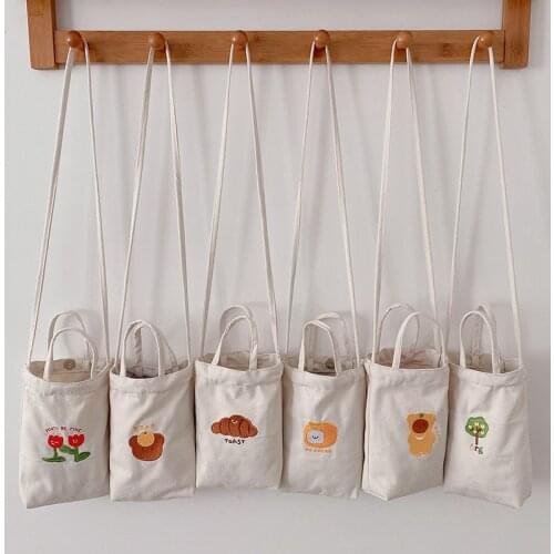 Cute Cartoon Thermos Cup Pouch Fashion Portable Water Bottle Cover Phone Bags for Teen Girls Mug Shoulder Bag Adjustable