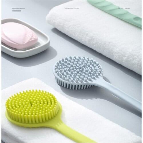 Multifunctional Silicone Brush Body Long Handle Double-Sided Bath Shower Brush Back Massage Exfoliation Wisp Body Scrub Brush