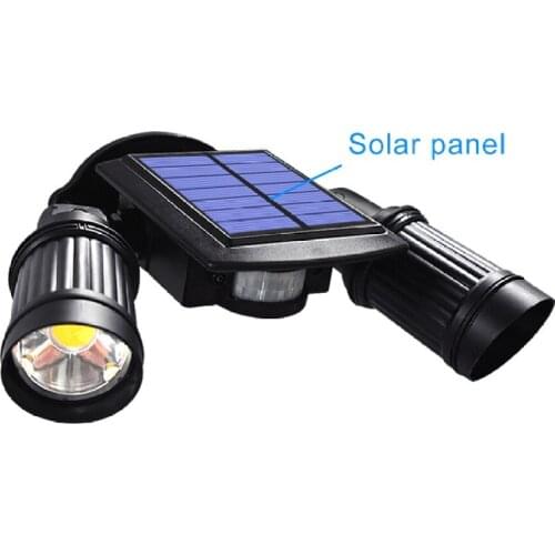 Upgraded Solar Double Head Spotlight Human Body Intelligent Induction 10W Bright Cob Lamp Bead Outdoor Lighting Courtyard Lamp
