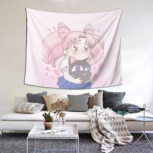 Sailor Girl Tapestry Anime Manga Kawaii Tapestry Wall Bedspread Bohemian Hanging Blankets For Living Room