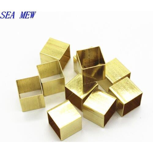 SEA MEW 10MM Raw Brass Hollow Out Square Tube Beads DIY Jewelry Findings For Jewelry Making 100PCS