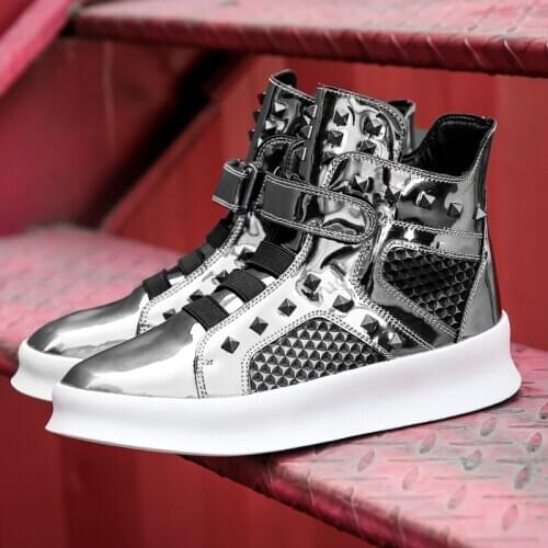 Male Autumn Winter High Top Boots Men Chelsea Formal Shoes Vintage Retro rivet Skate footwear Brand Luxury Party Mens Sneakers