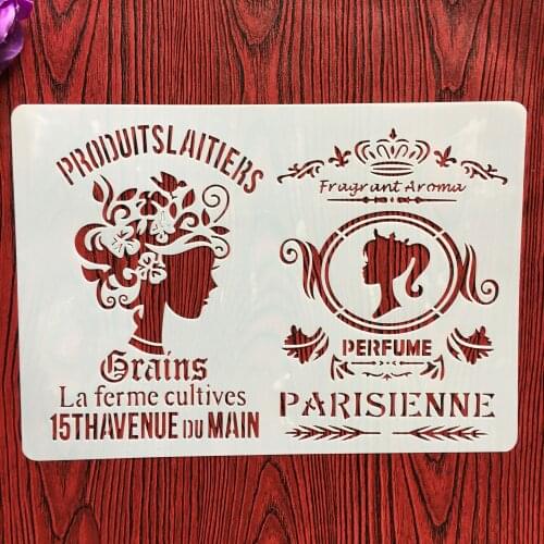 Parisienne girl A4 29*21cm DIY Stencils Wall Painting Scrapbook Coloring Embossing Album Decorative Paper Card Template