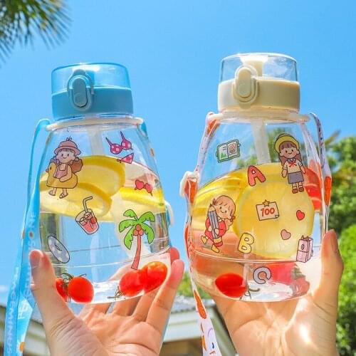 1100ml Big Capacity Girls Printed Plastic Water Bottles For Girls Kid Travel Drinking Bottle School Durable BPA Free Tea Outdoor