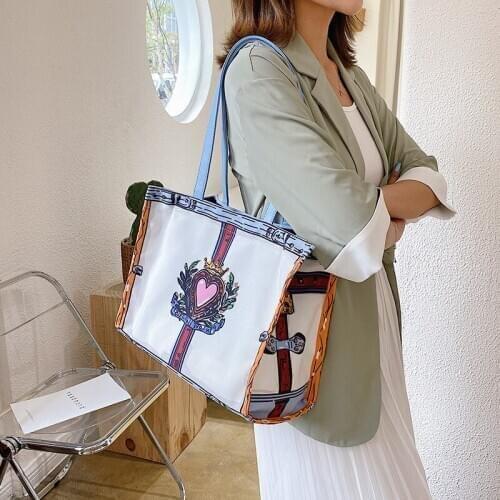 PURFAY Capacity Canvas Women Shoulder Bag Cotton Shopper Bag Reusable Shopping Bag Cloth Messenger Handbag