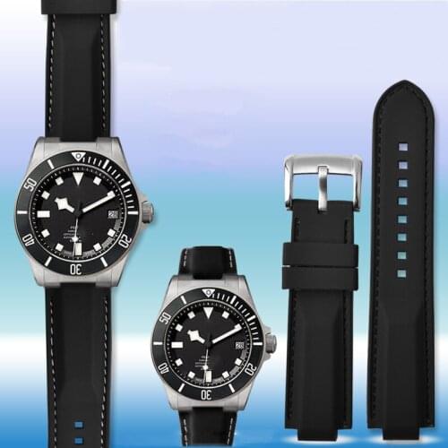 22* 12mm Raised Silica Gel for Tudor North Flag Extreme Series M91210n Mens Watch Sports Chain North Flag Accessories