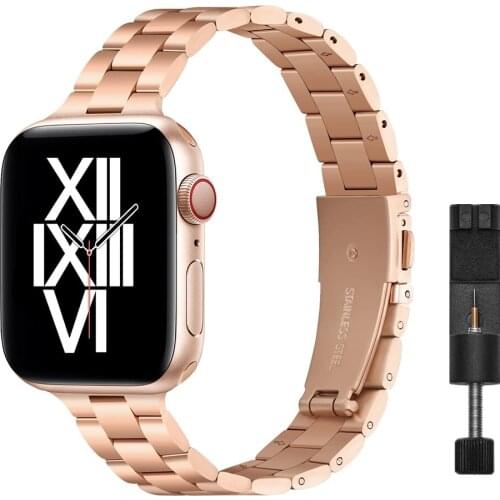Women Slim Strap for Apple Watch 6 Band 40mm 44mm Stainless Steel Metal Bracelet for iWatch SE 6 5 4 3 2 1 Wristbands 38mm 42mm
